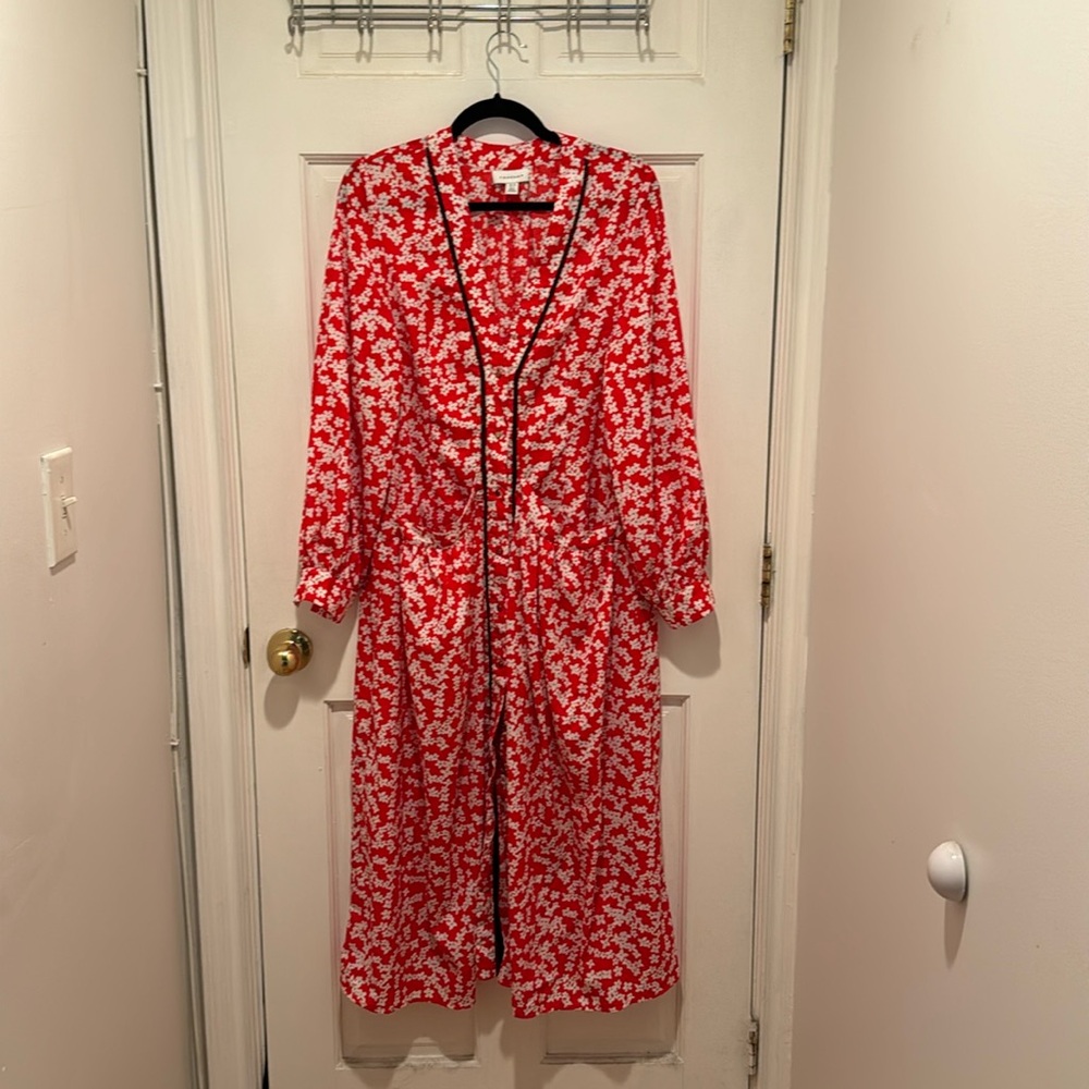 TOPSHOP red floral button front dress US6